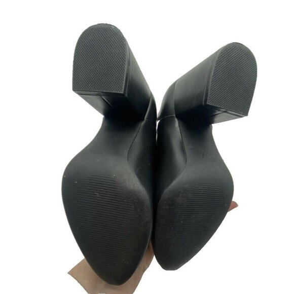 Madden Girl Chunky Black Faux Leather Ankle Booties Heeled Boots Sz 6.5 M Boho - Picture 10 of 11